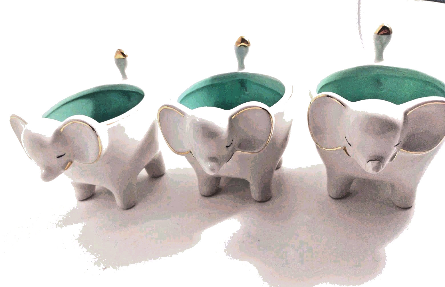 Trinket Tray, Planter, Jewelry Holder  Gold Trimmed ELEPHANT    3 Pk        Bx9