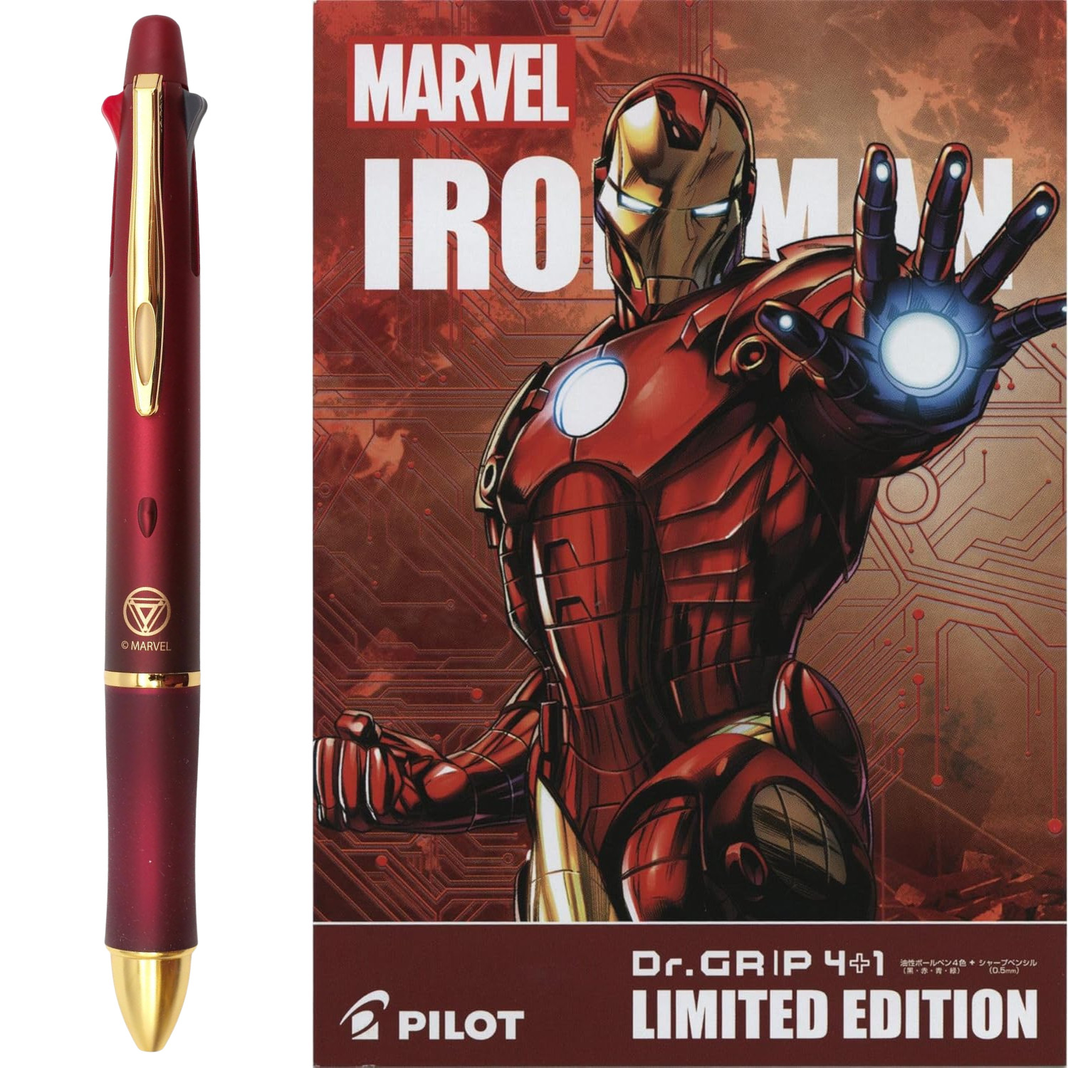 PILOT Dr. Grip 4+1 Multi Pen 0.7mm Ballpoint 0.5mm Pencil Marvel Iron Man