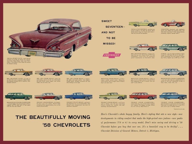1958 Bel Air, Impala, Biscayne, Yeoman Models New Metal Sign: 12x16\