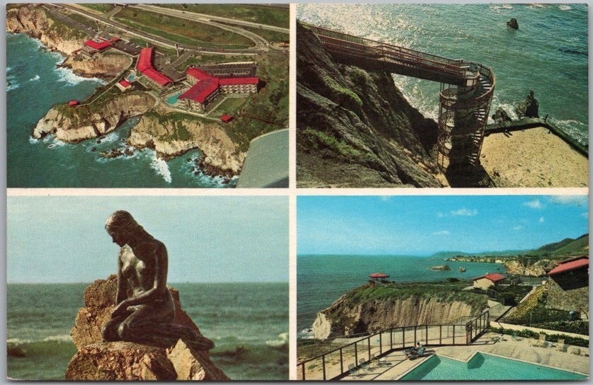 c1960s PISMO BEACH, California Postcard SHORE CLIFF LODGE & INN - Four Views