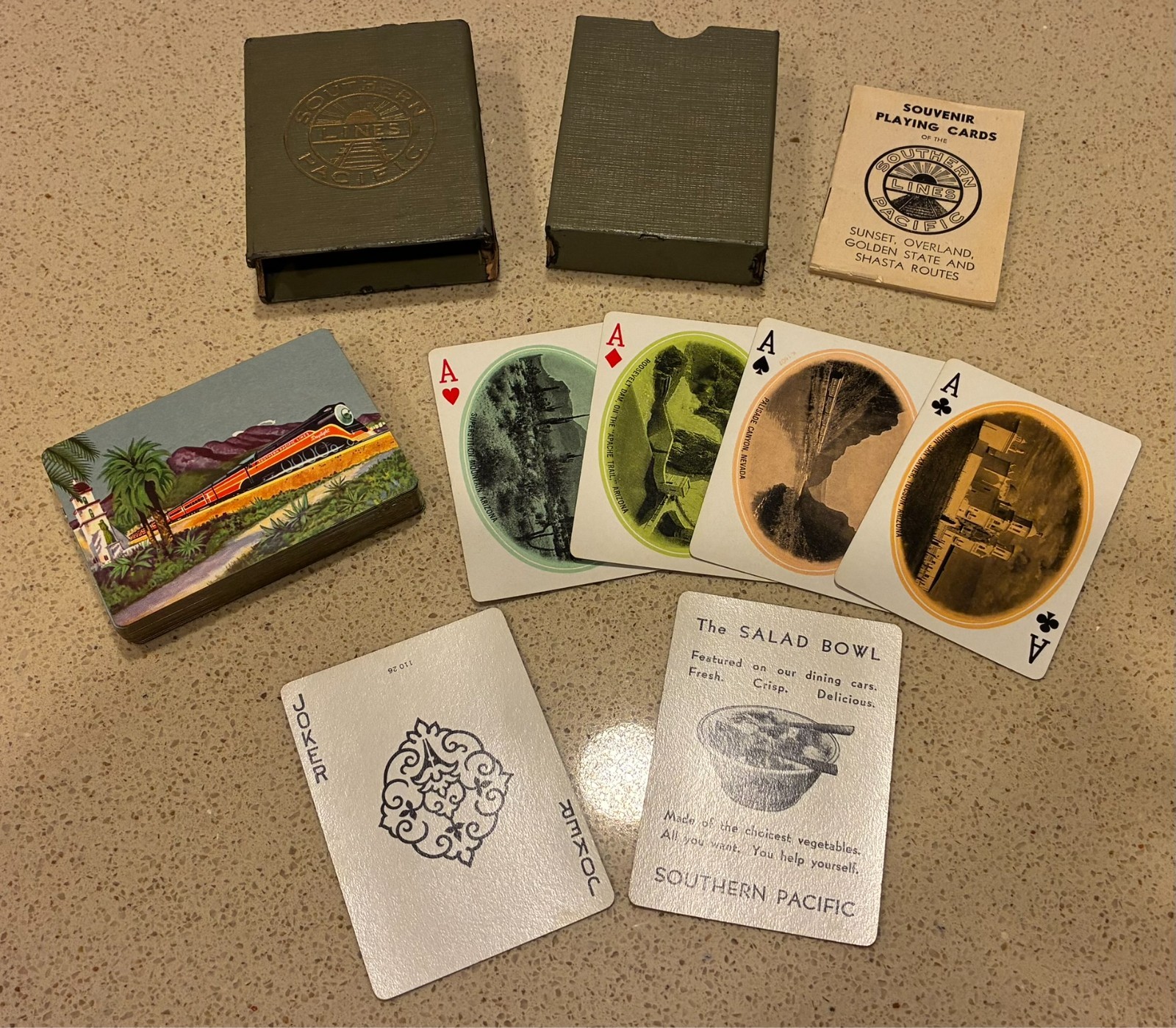 Vintage 1940's Southern Pacific Railroad Lines Complete 52 Playing Card Deck