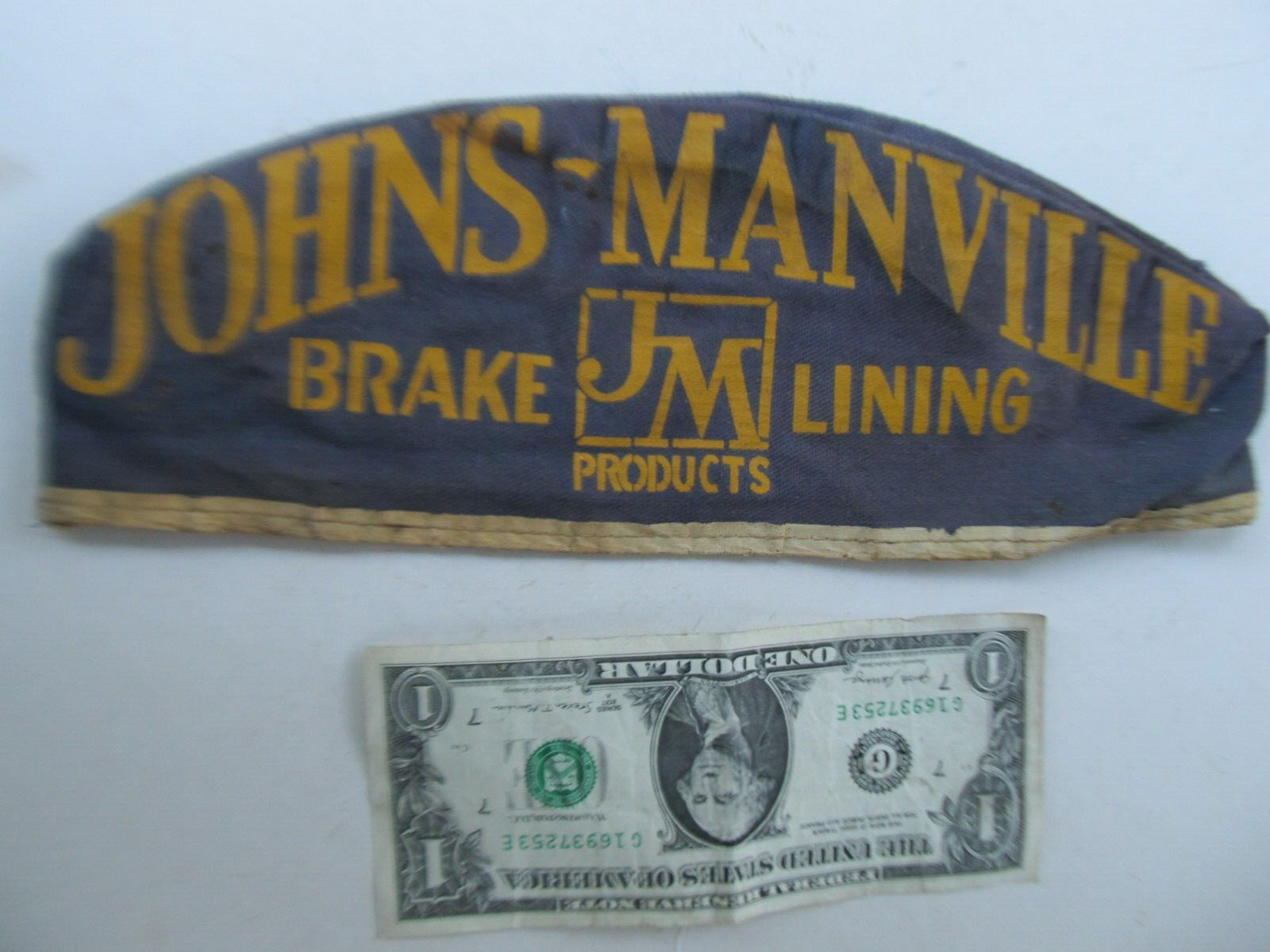 Scarce c1930 Vintage Mechanic\'s Hat, Johns-Manville Brakes, PALMER, Syracuse, NY