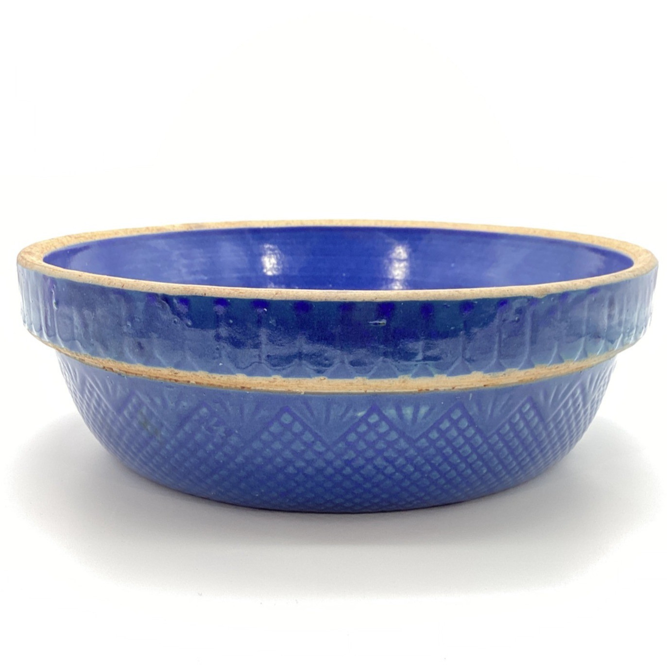 Roseville Pie Dish Bowl Blue Vintage Stoneware Pottery Co Blue Glazed Embossed D
