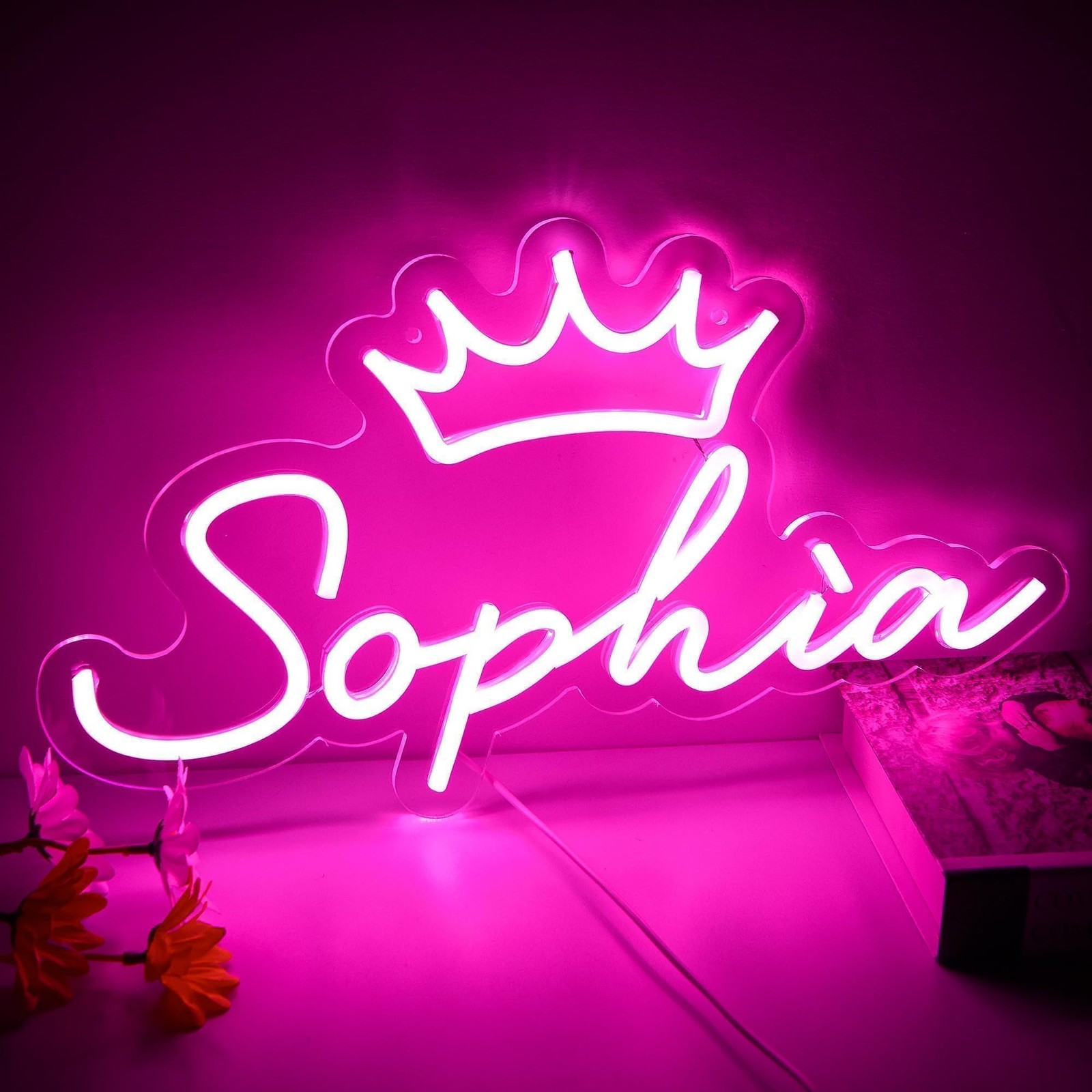 ATTNEON Large Sophia Name Neon Sign for Wall Decor,LED Name Sophia Neon Light ATTNEON Large Sophia Name Neon Sign for Wall Decor,LED Name Sophia Neon Light