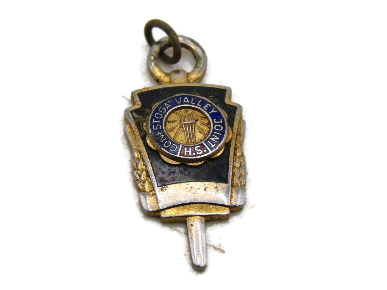 Vintage Conestoga Valley Joint HS Pin Fob Charm Pennsylvania Keystone Enamel