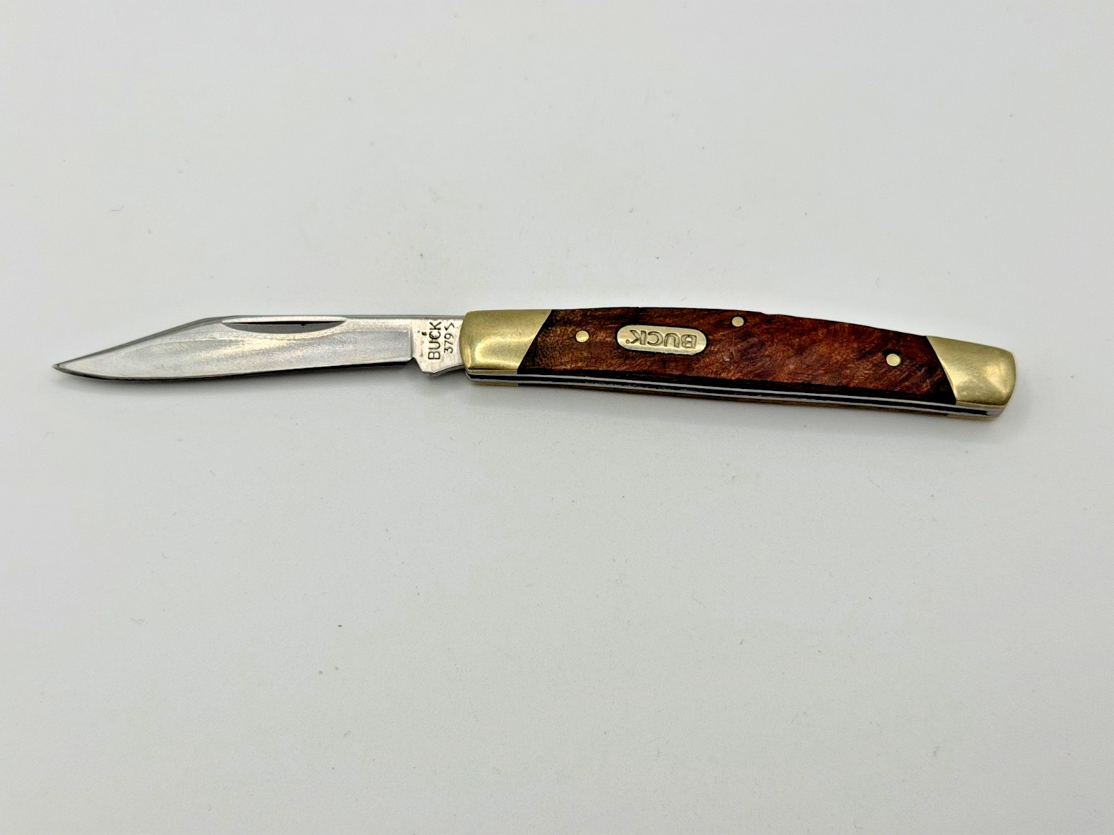 BUCK SOLO 379 SINGLE BLADE WOOD HANDLE FOLDING POCKET KNIFE USED