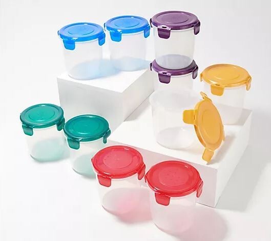 LocknLock Set of 10 Multi-Color Tall Mini Canisters K50286