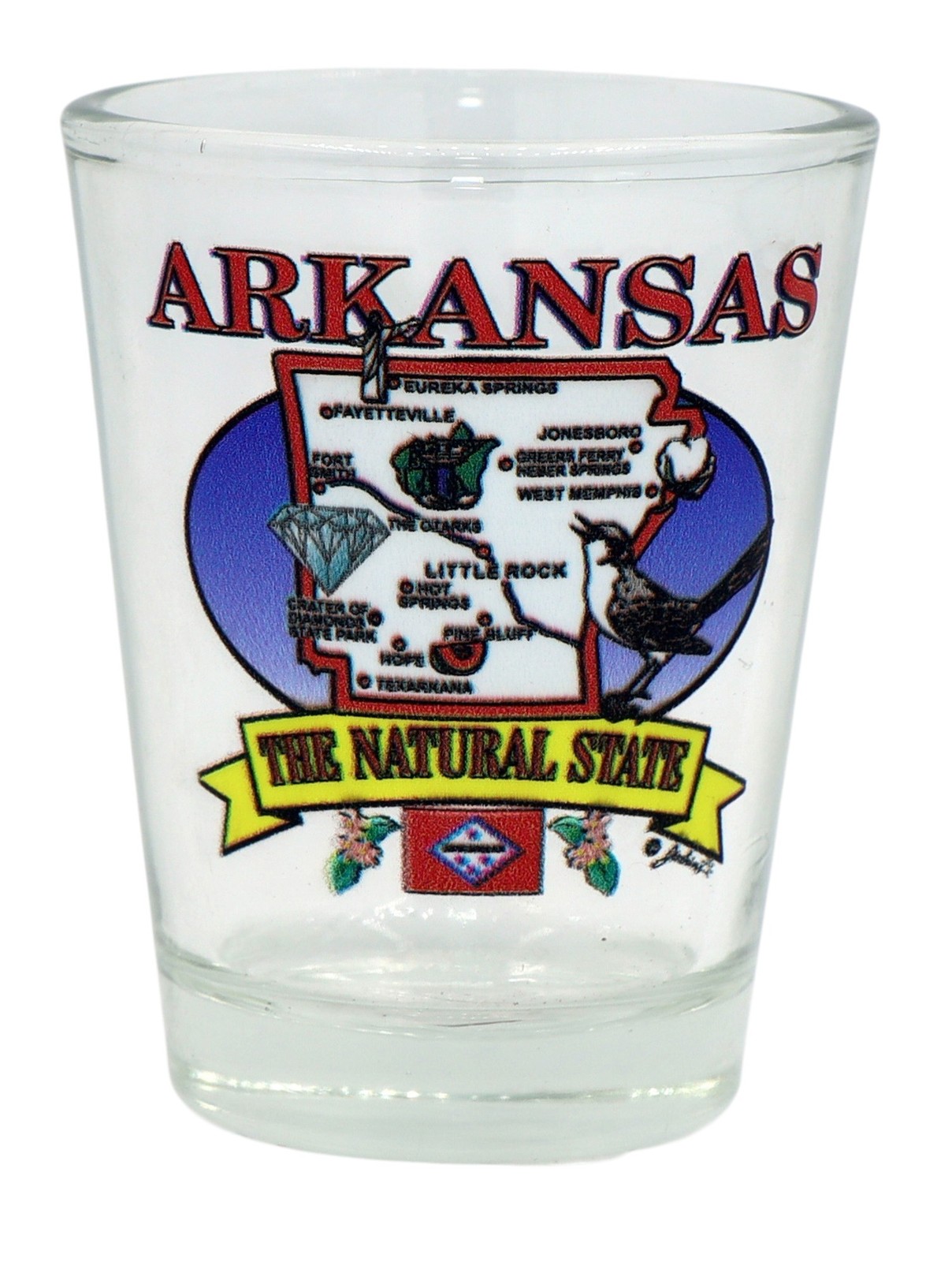 ARKANSAS  STATE ELEMENTS MAP SHOT GLASS SHOTGLASS
