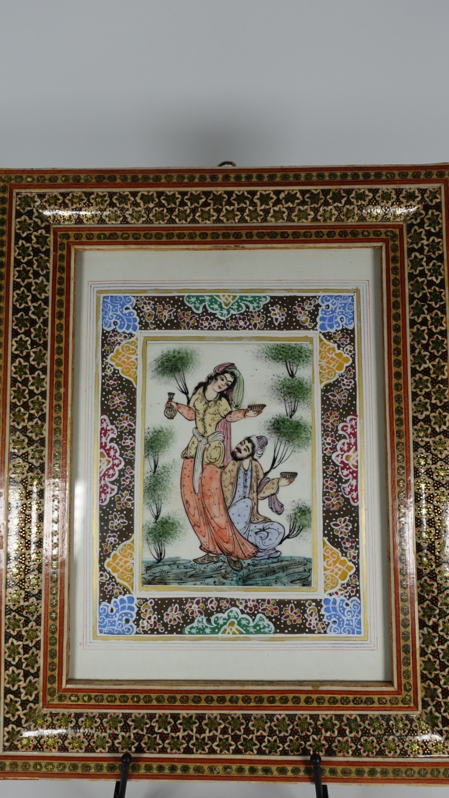 Vintage Persian Couple with Mosaic Frame RARE 10 Vintage Persian Couple with Mosaic Frame RARE 10