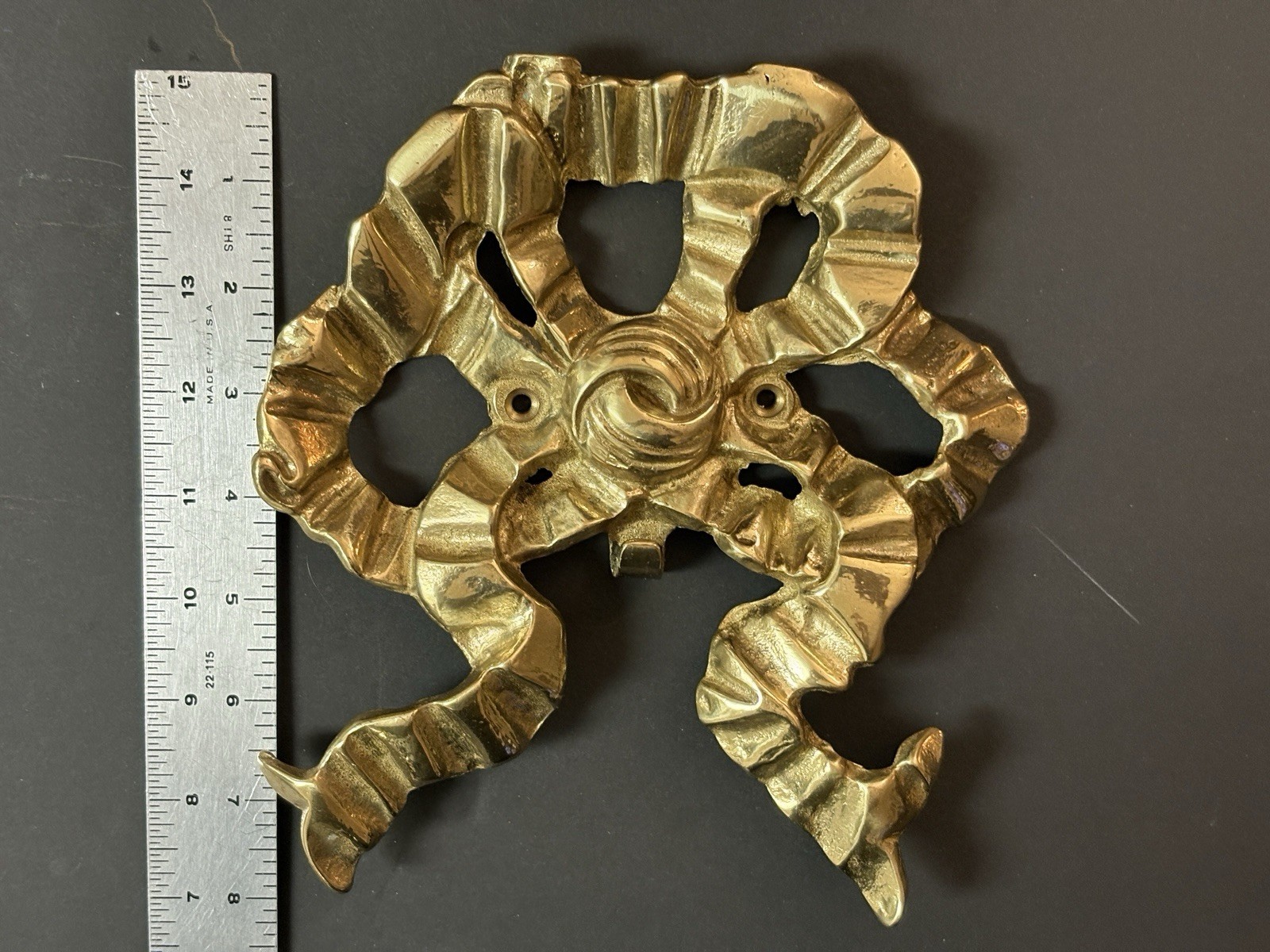 Vintage Antique Solid Brass Ribbon Bow 8\