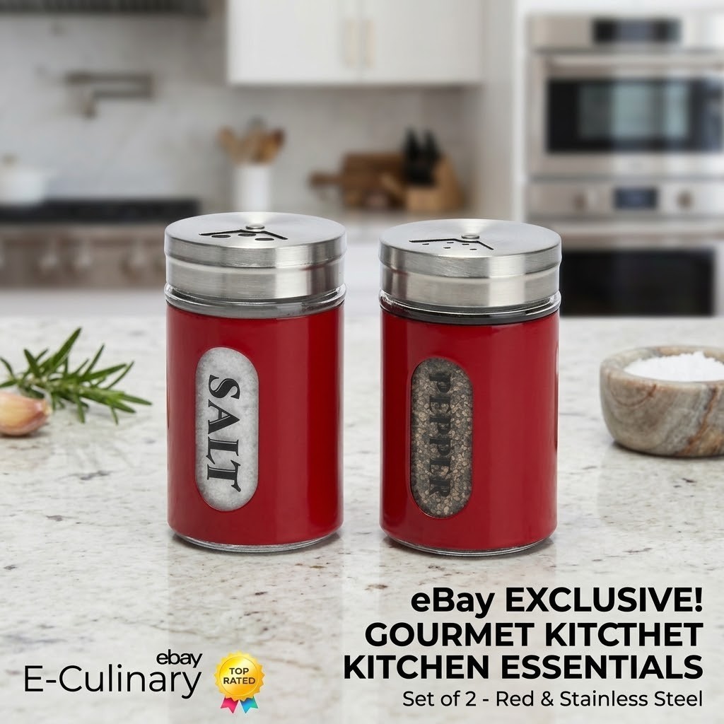 Salt and Pepper Shakers Stainless Steel and Glass Set with Adjustable Pour Holes