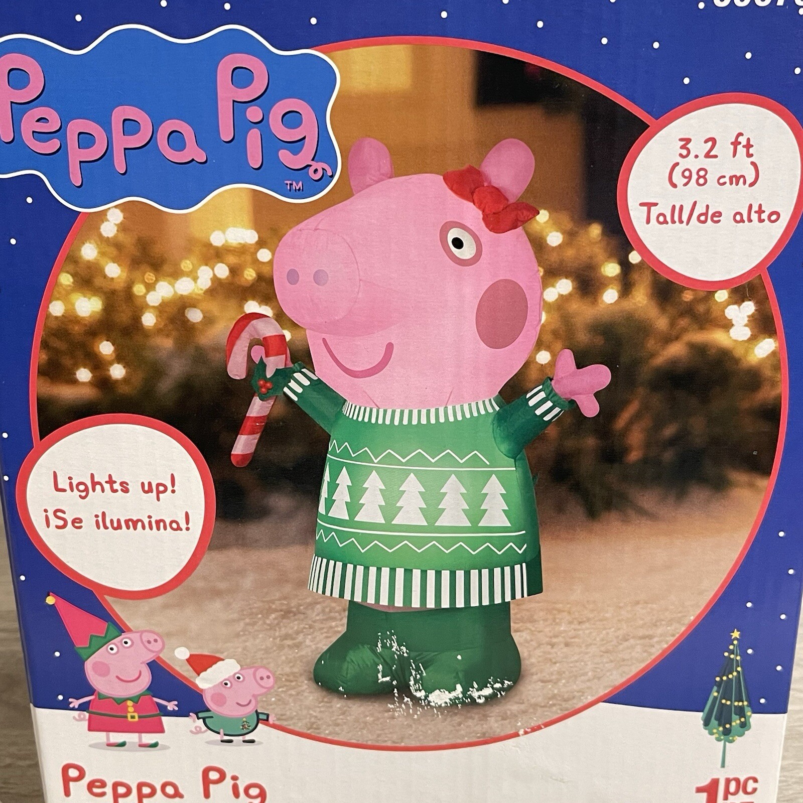 Peppa Pig 3 FT LED Inflatable Green Dress Christmas Yard Decor Airblown Blow-Up