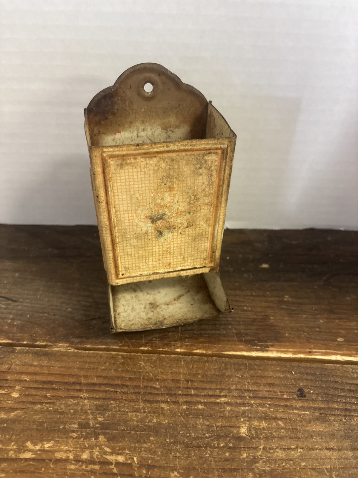 Vintage Tin Match Holder Country Farmhouse Wall Decor Metal Matchbox Cottagecore
