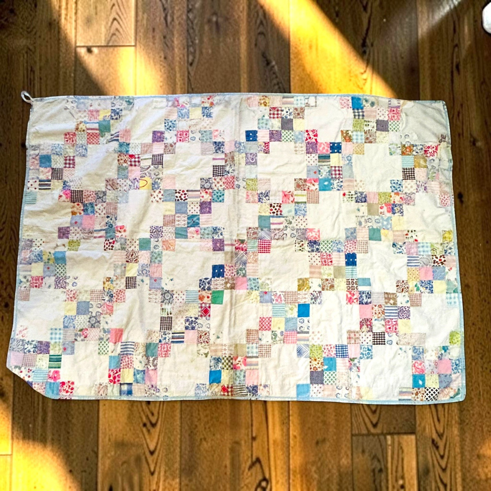 Vintage Cutter Quilt Irish Chain Postage Stamp Lap Baby Hand Stitched 35\