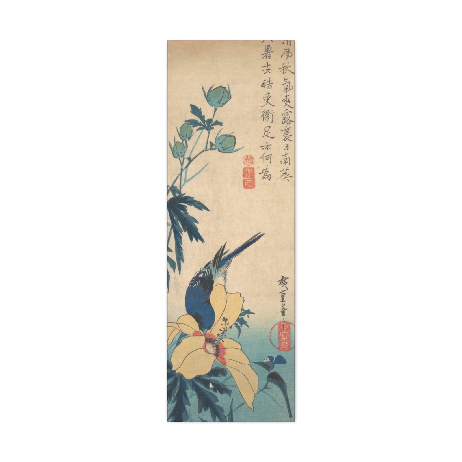 Utagawa Hiroshige - Hibiscus and Bluebird - ca. 1832 - Canvas Wall Art