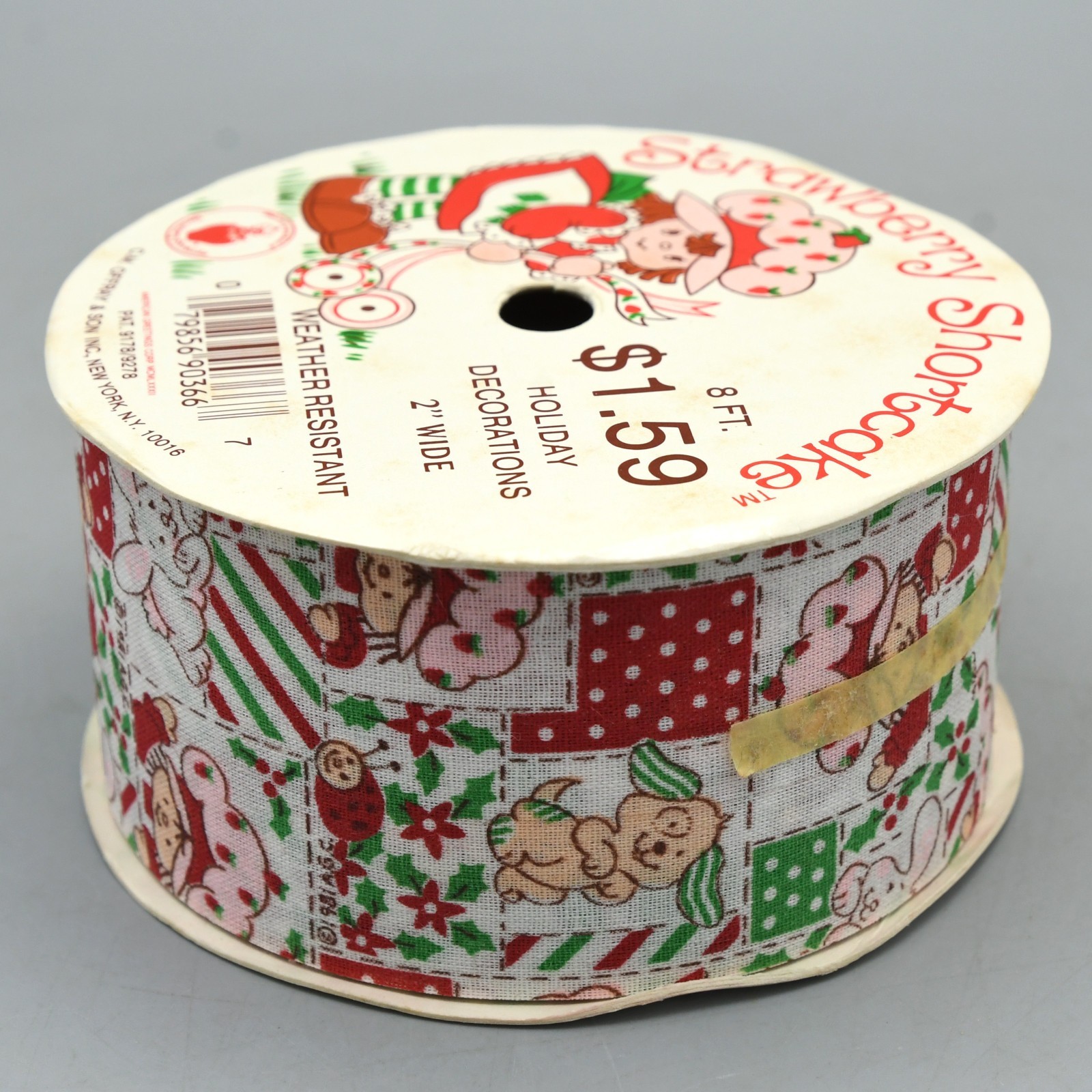 Strawberry Shortcake Holiday Ribbon Vintage 1981 CM Offray Christmas 2 Inch NEW Strawberry Shortcake Holiday Ribbon Vintage 1981 CM Offray Christmas 2 Inch NEW