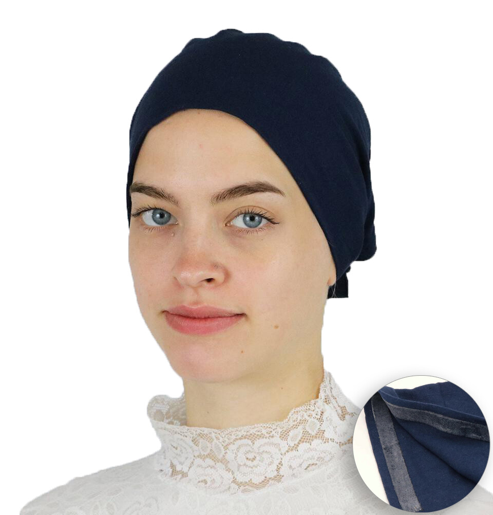 Muslim Women\'s Islamic Turkish Cap Modefa Non-Slip Cotton Bonnet - Navy Blue