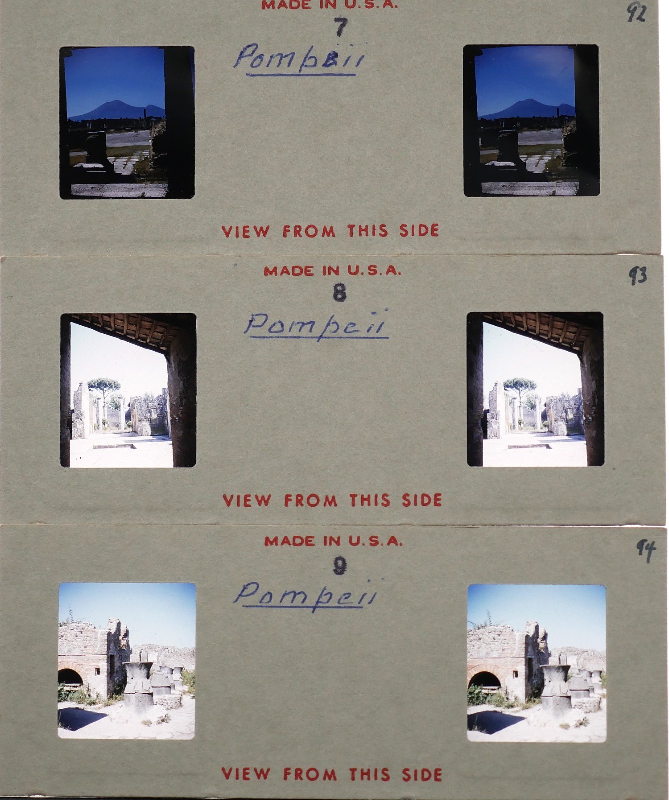 Pompeii ITALY - 3x Stereo realist Slides 1954 European Vacation #2218