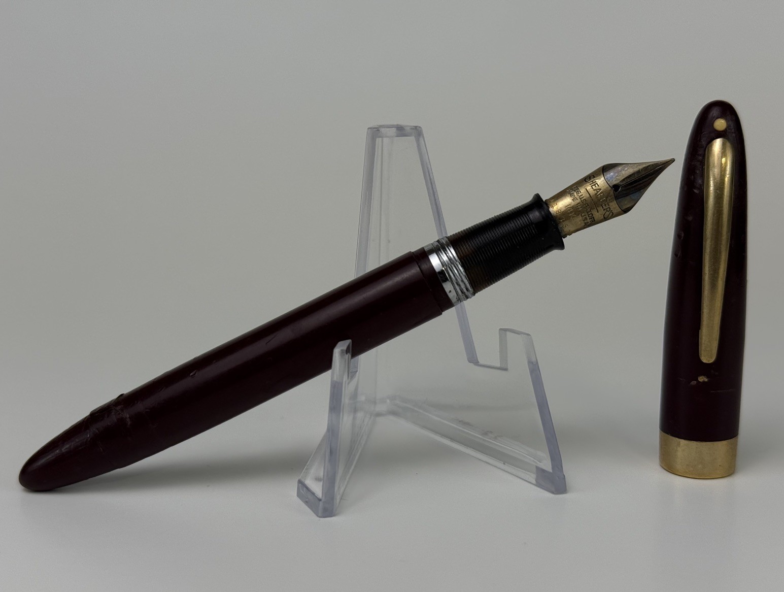 Vintage c1950 Sheaffer Statesman Fat Burgundy Fountain Pen