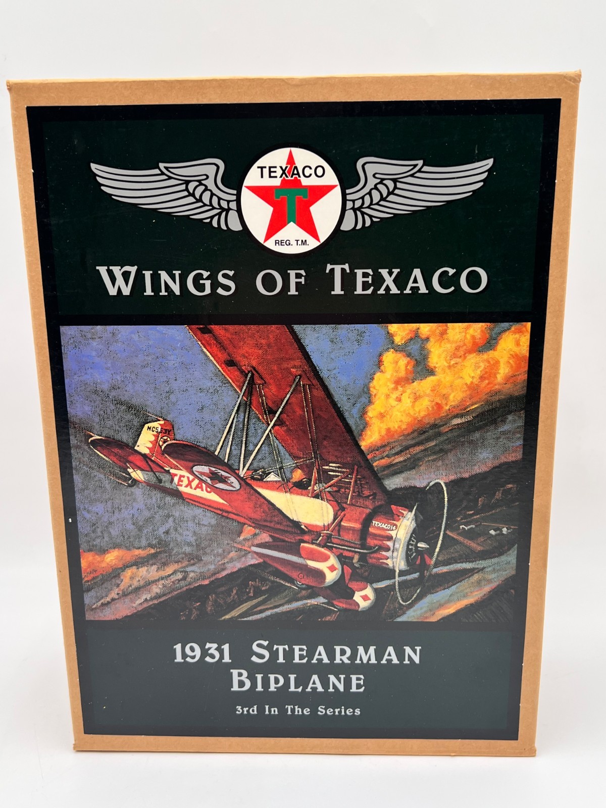 VTG 1995 Texaco 1931 Stearman Biplane Die Cast Coin Bank 3rd Series New Open Box