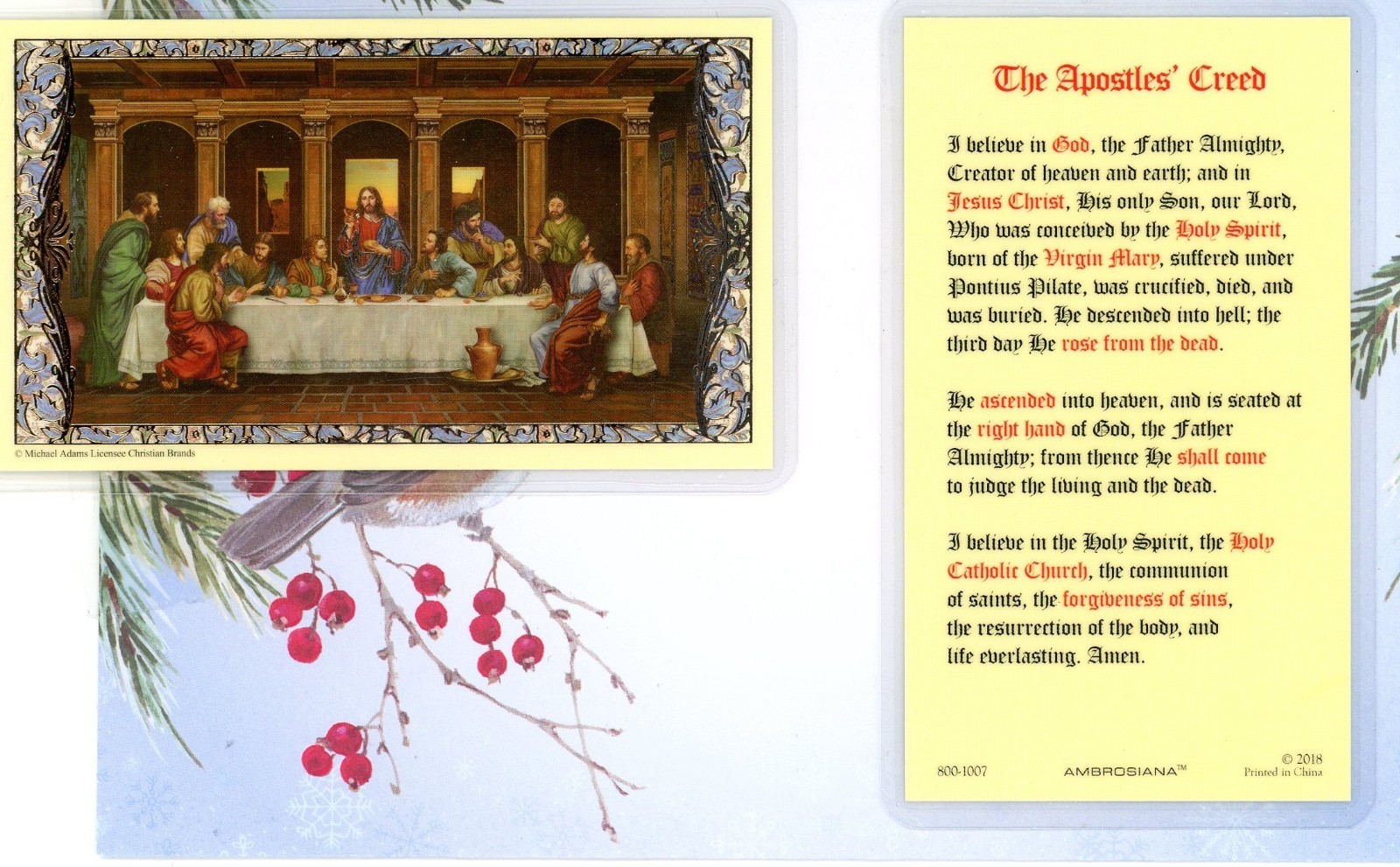 Apostles Creed - Laminated Holy Card 800-1007