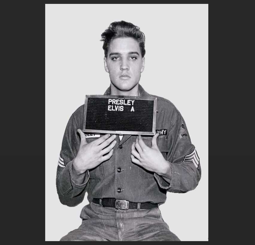 Elvis Presley Mug Shot US Army PHOTO, Art Print Soldier Rock \'n Roll Legend ID