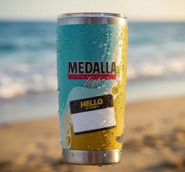 Puerto Rico Cerveza Medalla Light Beer Vieques Lim Ed. Tumbler 