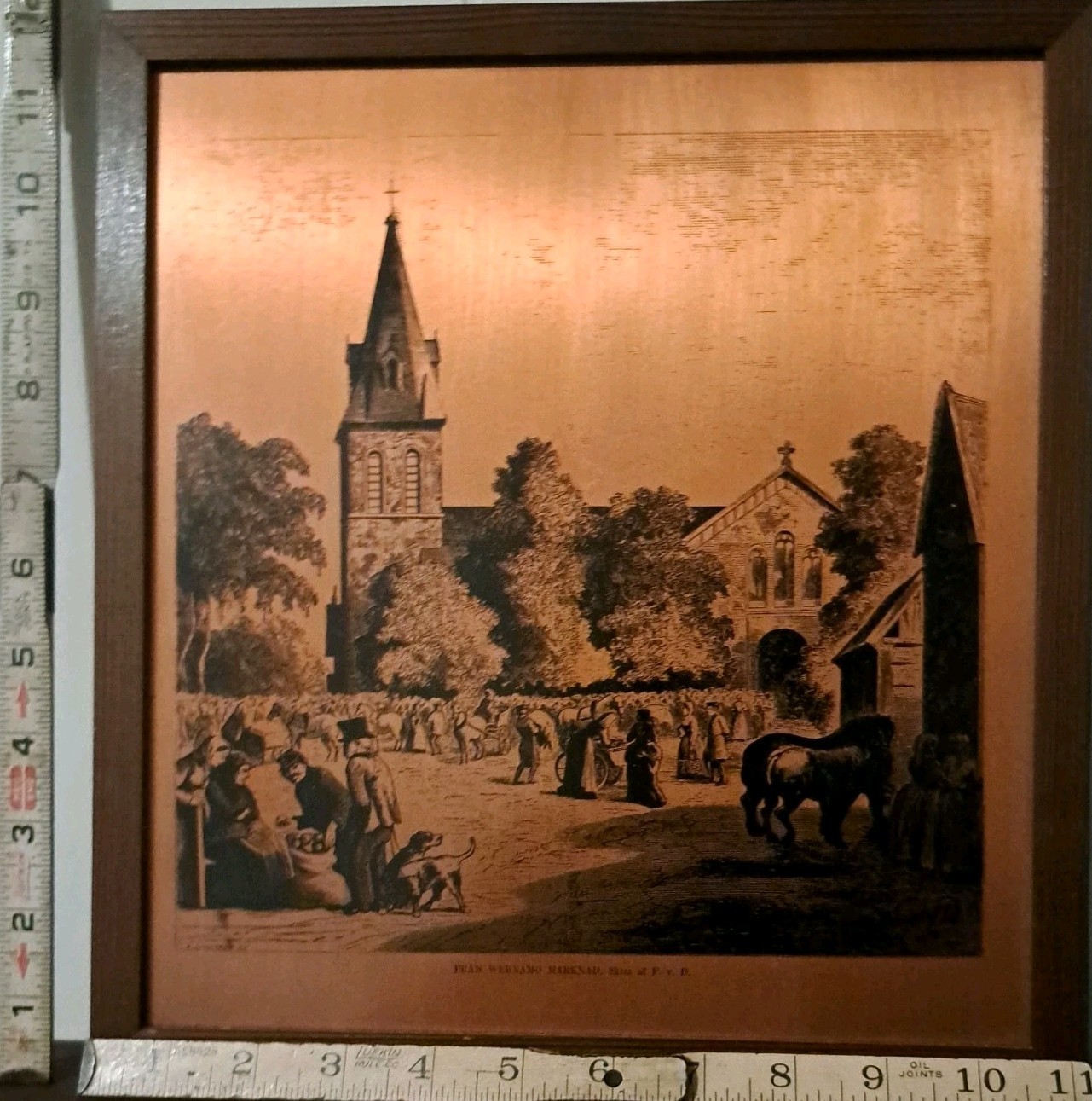 Vtg Sweden Copper Relief Art ~ Wernamo Market Fritz von Dardel Church Plaque 
