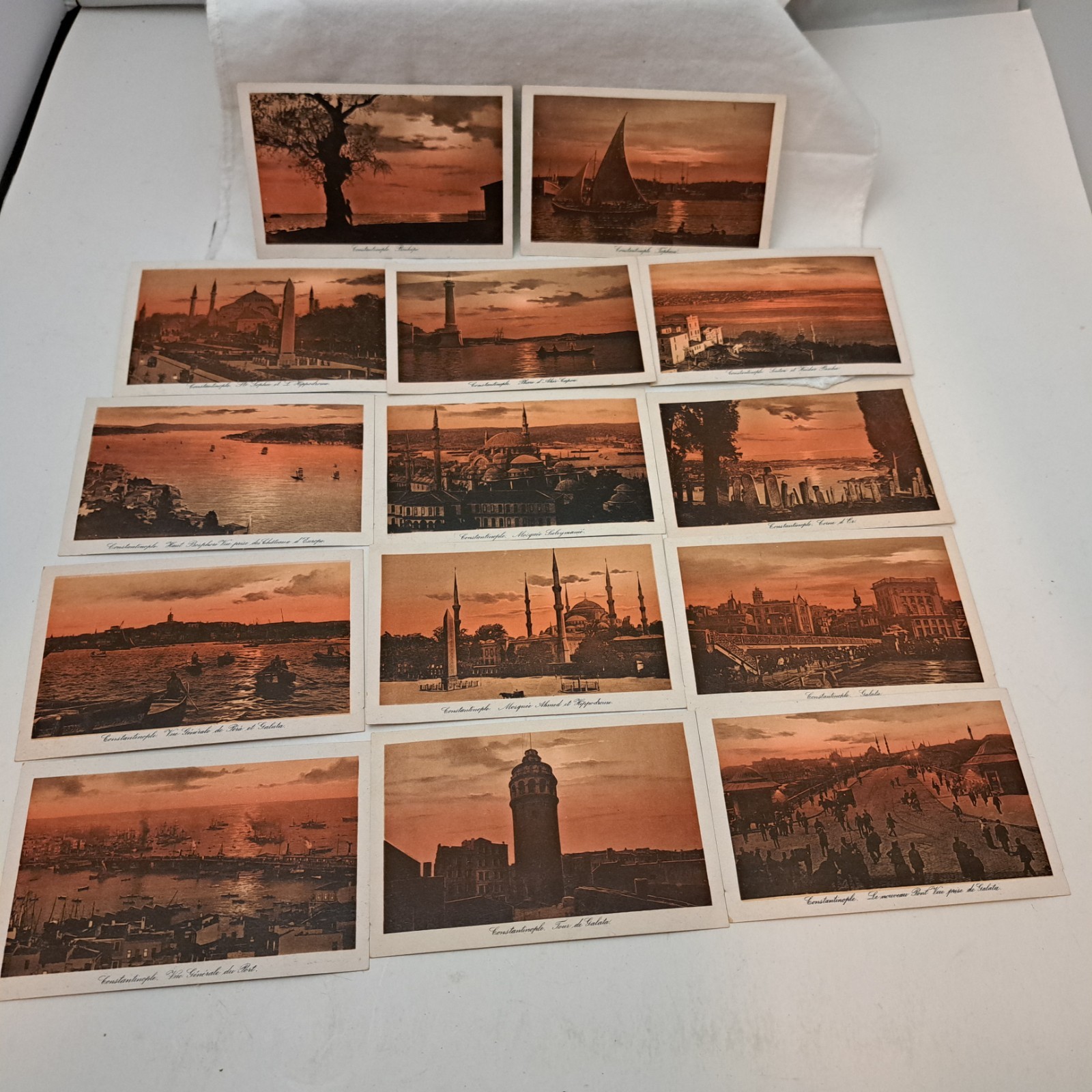 Turkey Constantinople Postcard Collection Early 1900s Sepia Tone Boats Seaside