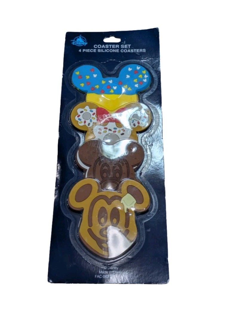Disney Parks Mickey and Friends Coasters Set Four Vibrant Silicone Coasters New