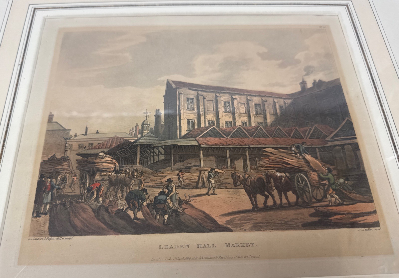Leaden Hall Market Print - 1809 London UK Thomas Rowlandson Augustus Pugin