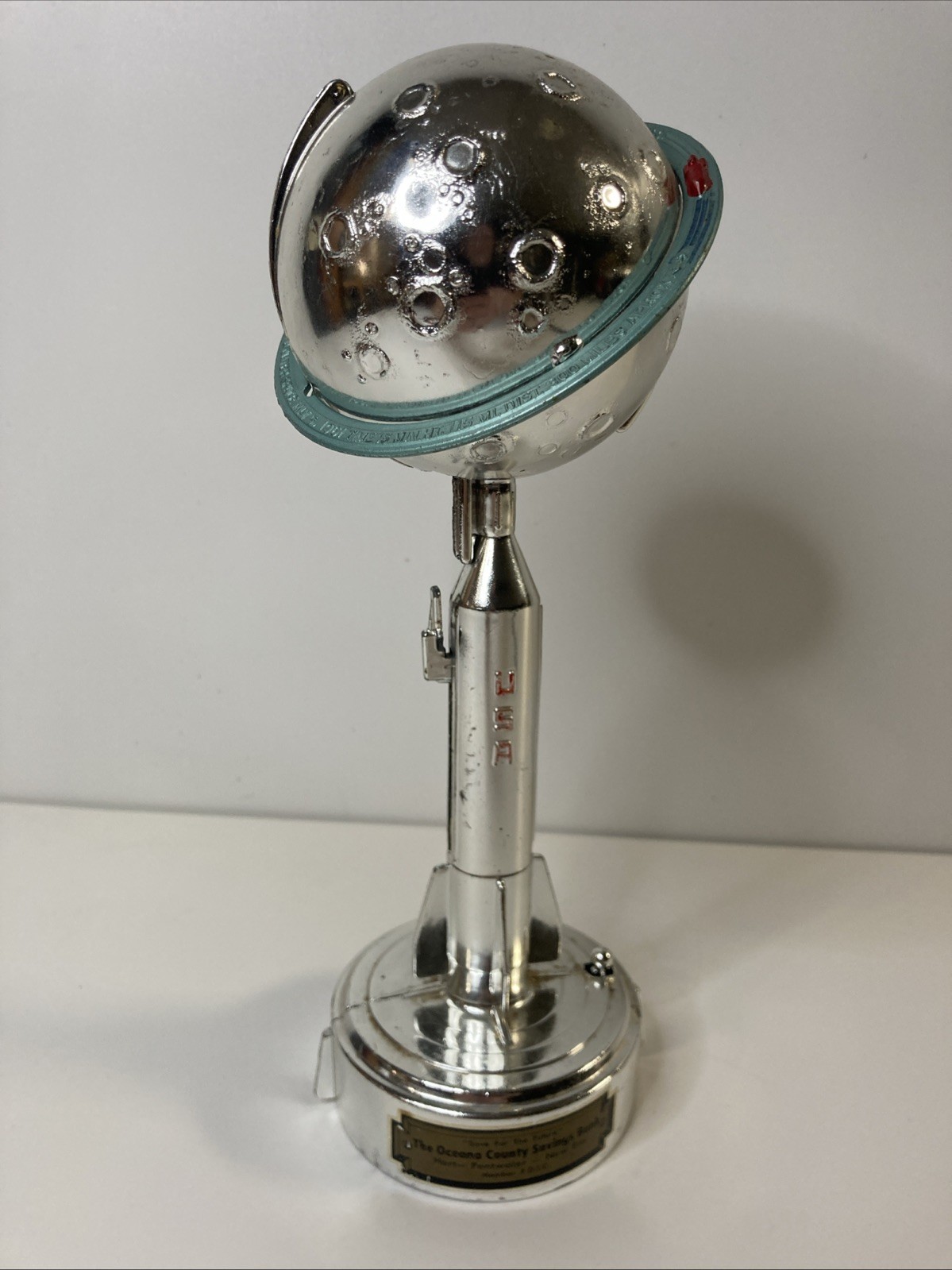 Vintage Mechanical Coin Rocket Bank Alan Shepard 1st Flight Into Space
