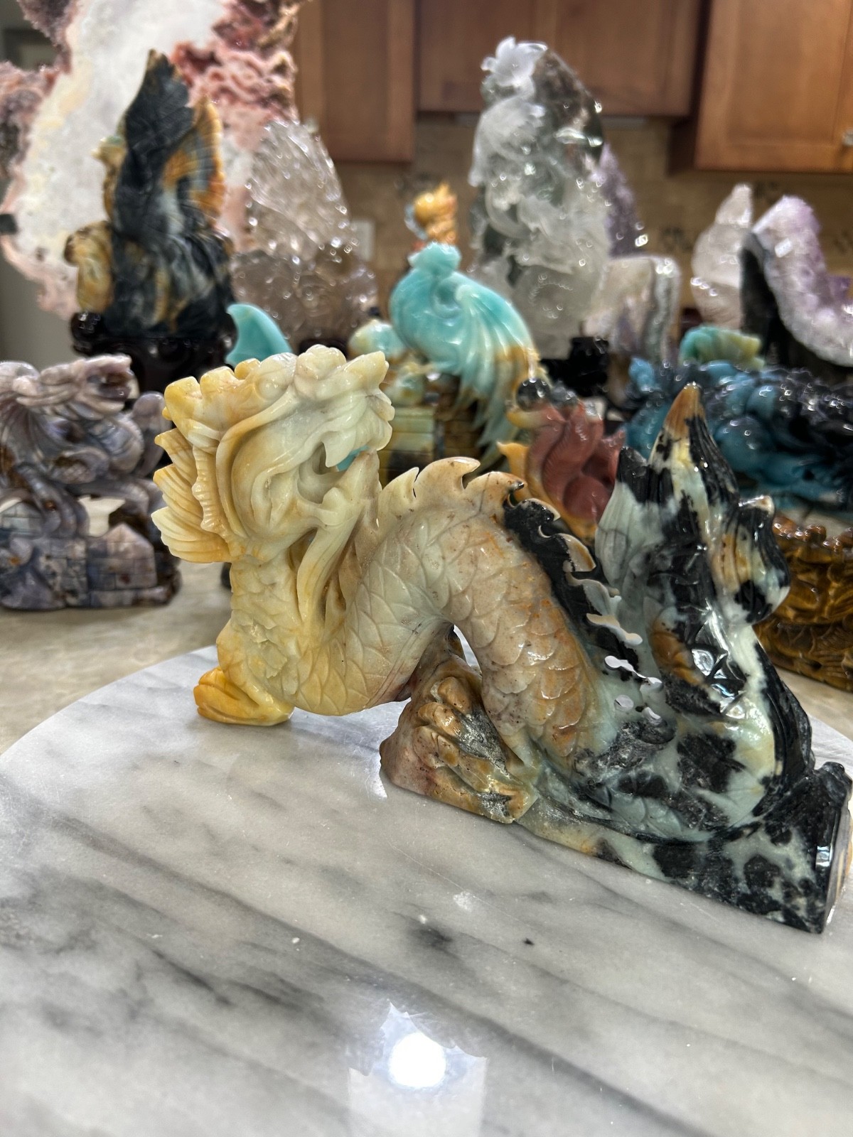 Amazonite Dragon hand carved very unique