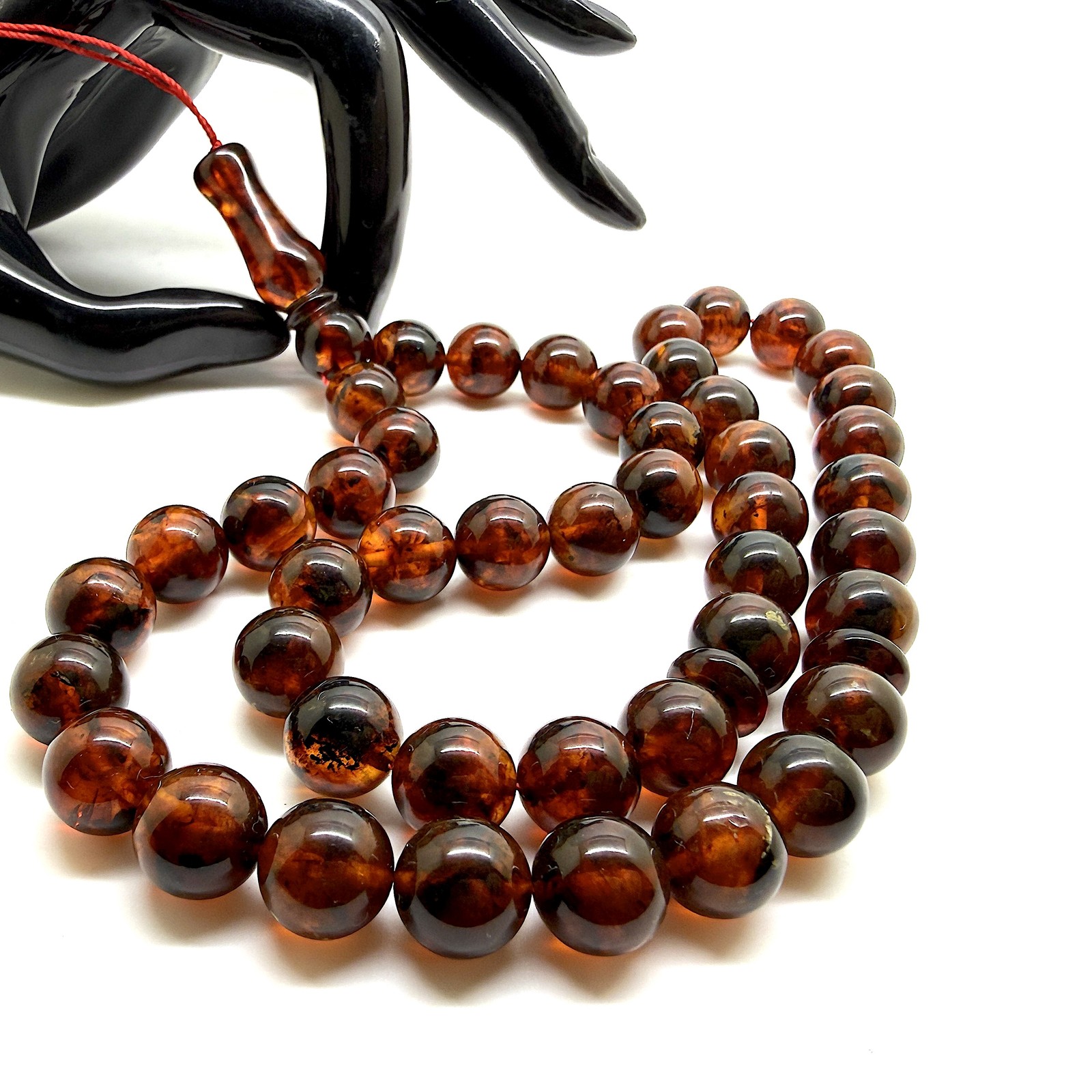Unique cognac Reconstituted Amber Tesbih 45 Beads 11mm 37.7g