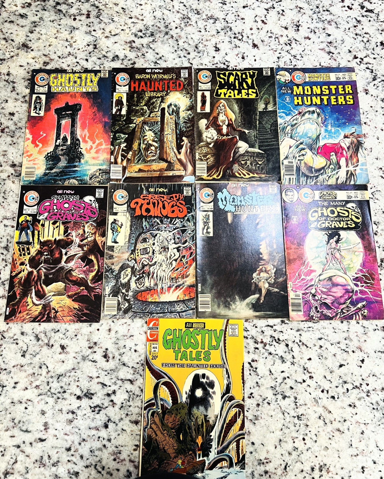 Ghostly Haunts #49/Scary Tales #3/Haunted Library#25 + Tom Sutton Cover LOT