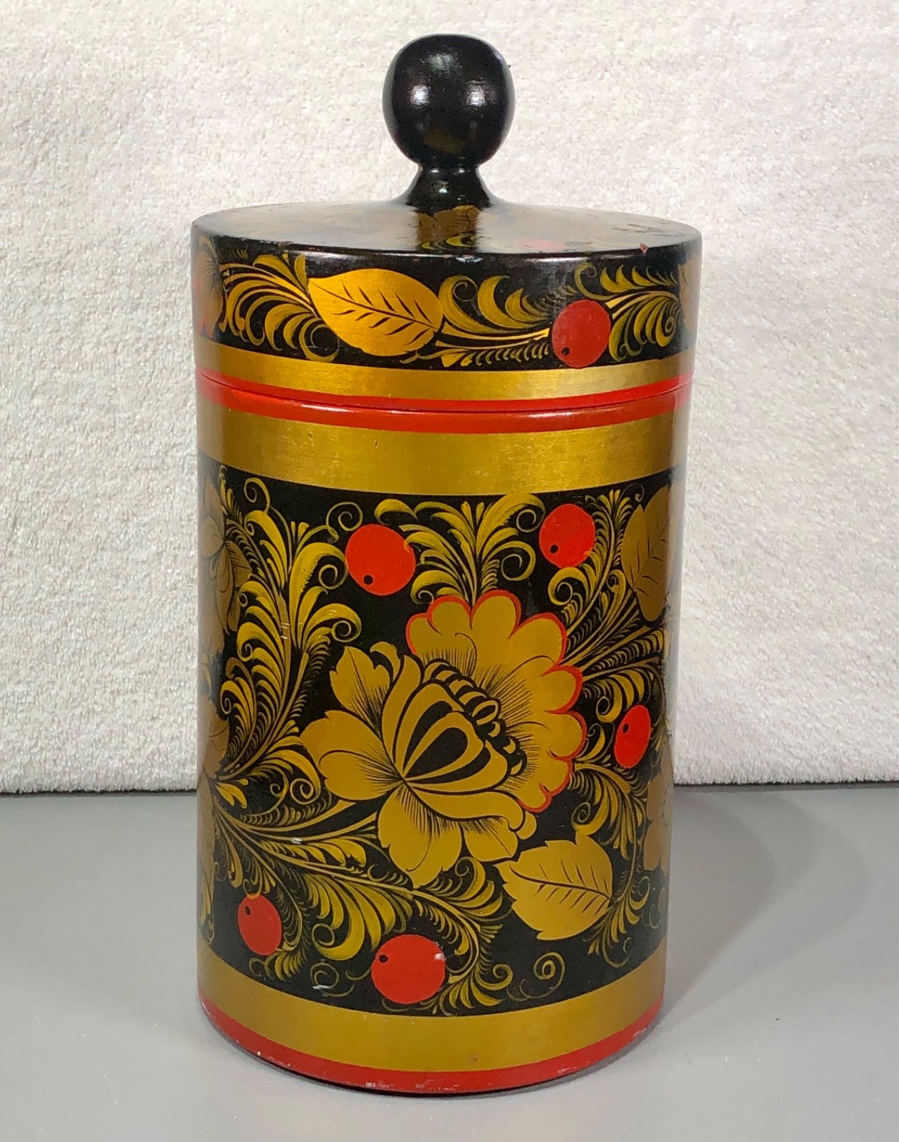 VTG USSR Russian Khokhloma Folk Art Hand Painted Lacquer 13\