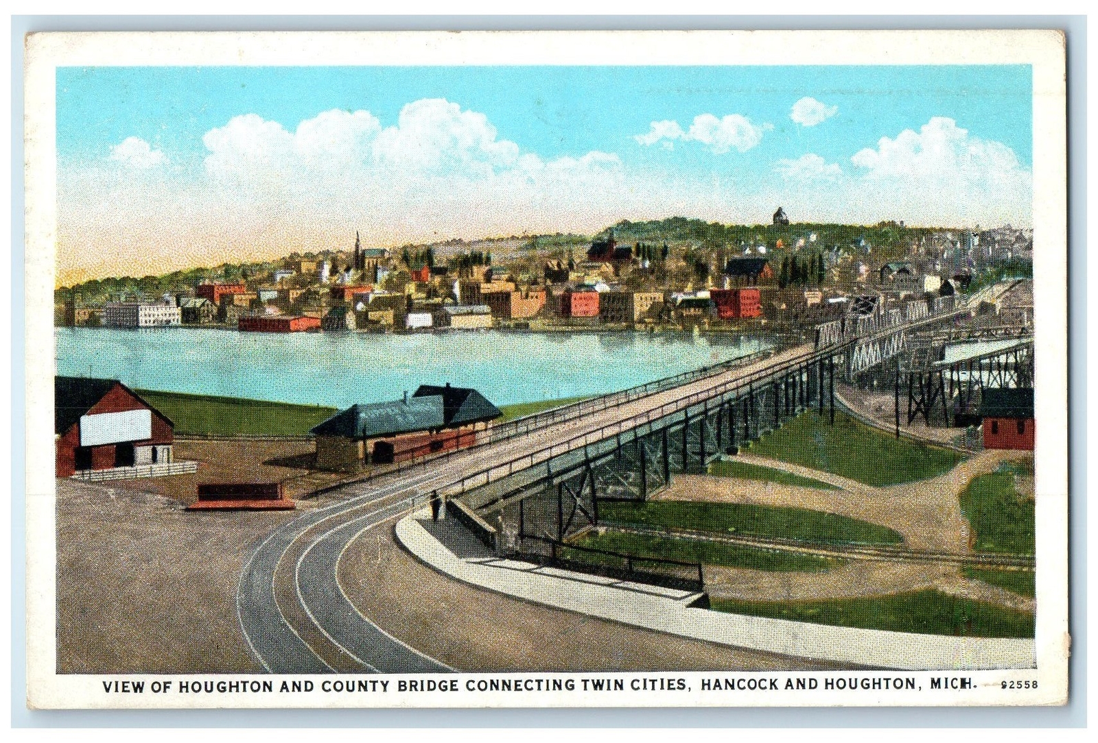 1928 Houghton & County Club Bridge Connects Hancock Houghton MI Posted Postcard 1928 Houghton & County Club Bridge Connects Hancock Houghton MI Posted Postcard