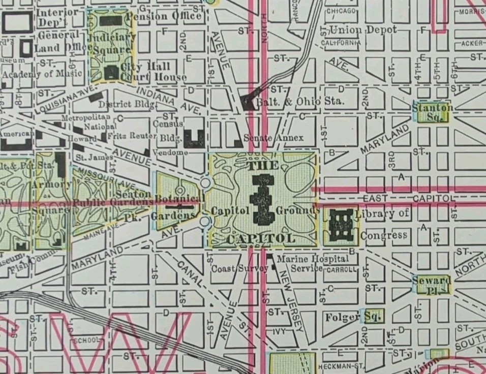Vintage 1902 WASHINGTON DC Map 14\