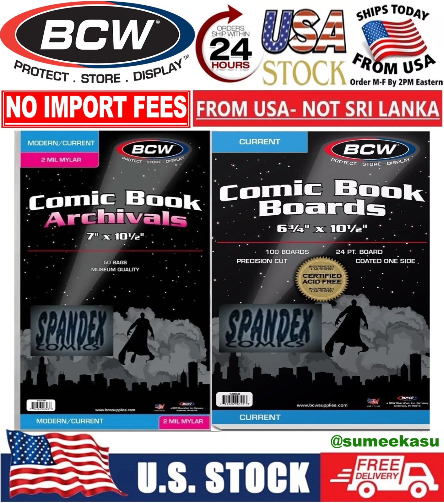 100 BCW Current Modern 2-Mil Mylar Archival's Comic Bags +100 BCW Current Boards 100 BCW Current Modern 2-Mil Mylar Archival's Comic Bags +100 BCW Current Boards