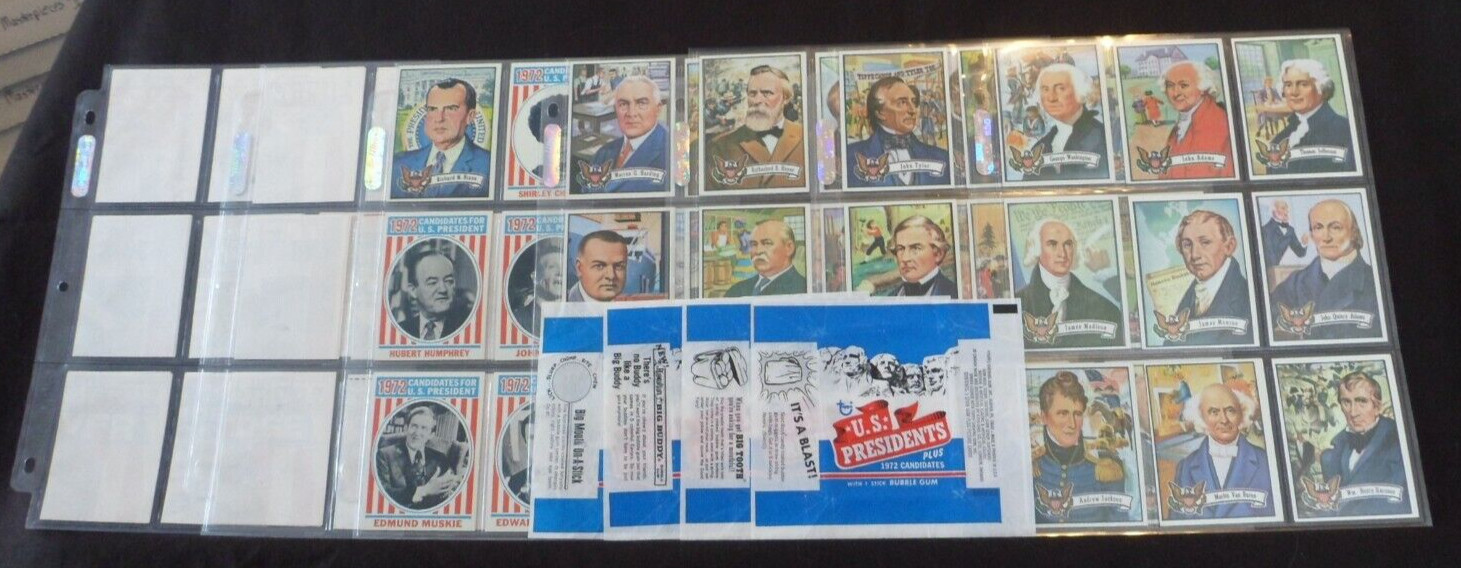 1972 U.S. Presidents (Topps) MASTER SET of 43 Cards/15 Posters/4 Wrapper Set NM 1972 U.S. Presidents (Topps) MASTER SET of 43 Cards/15 Posters/4 Wrapper Set NM