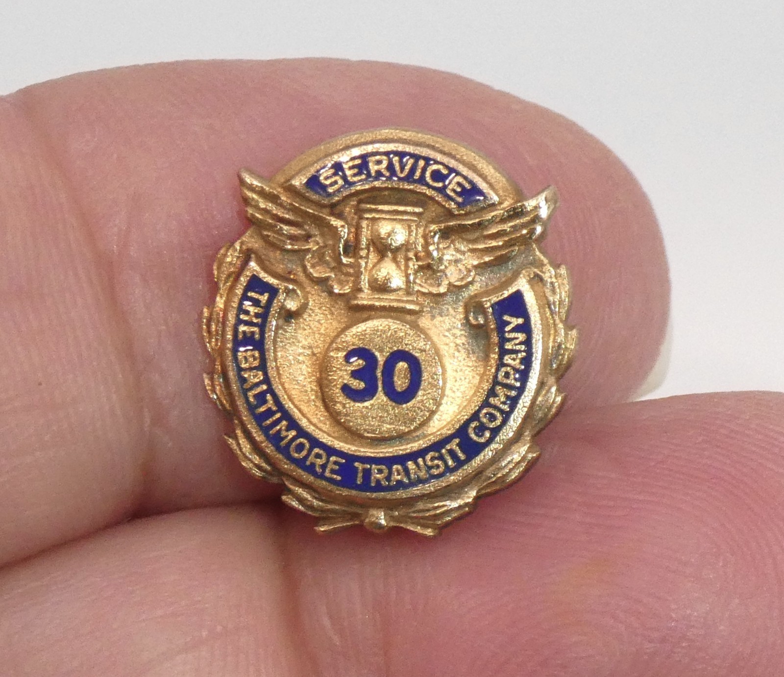 Vintage BALTIMORE TRANSIT COMPANY EMPLOYEE SERVICE PIN 30 Yr 10K Gf Gold Filled