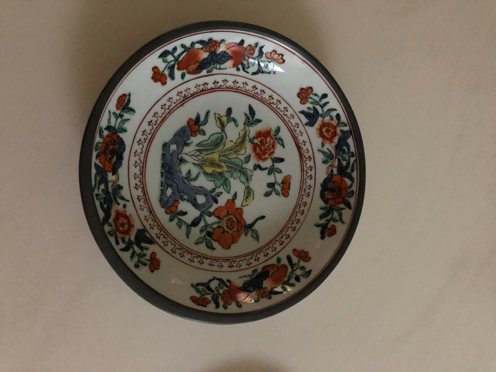 Vintage Handpainted Porcelain Oriental Bowl from Hong Kong