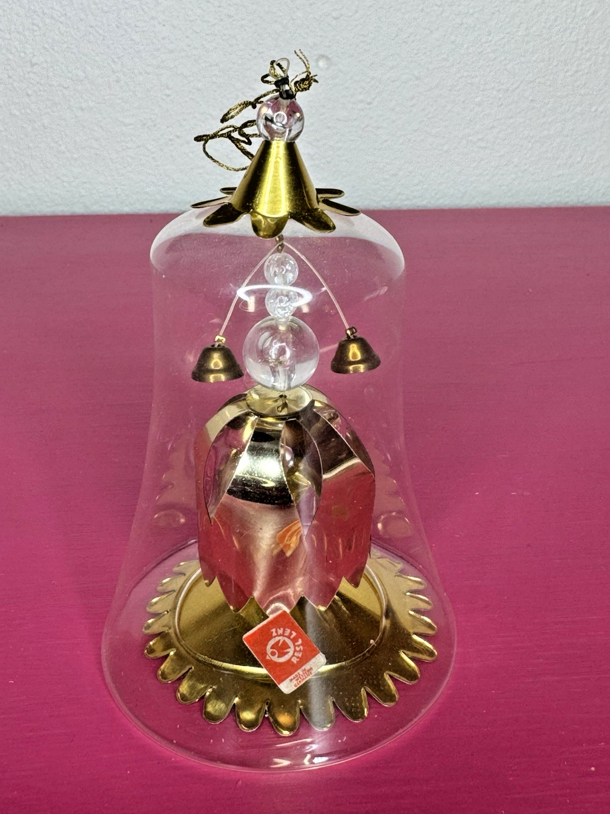 Vintage Resl Lenz Glass & Foil Tulip Bell Spinner Christmas Ornament Germany