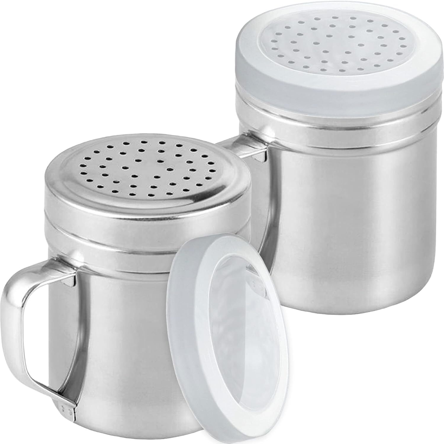 Metal Salt Pepper Dredge Shakers - with Handle - Seasonings Spice Shakers with H Metal Salt Pepper Dredge Shakers - with Handle - Seasonings Spice Shakers with H