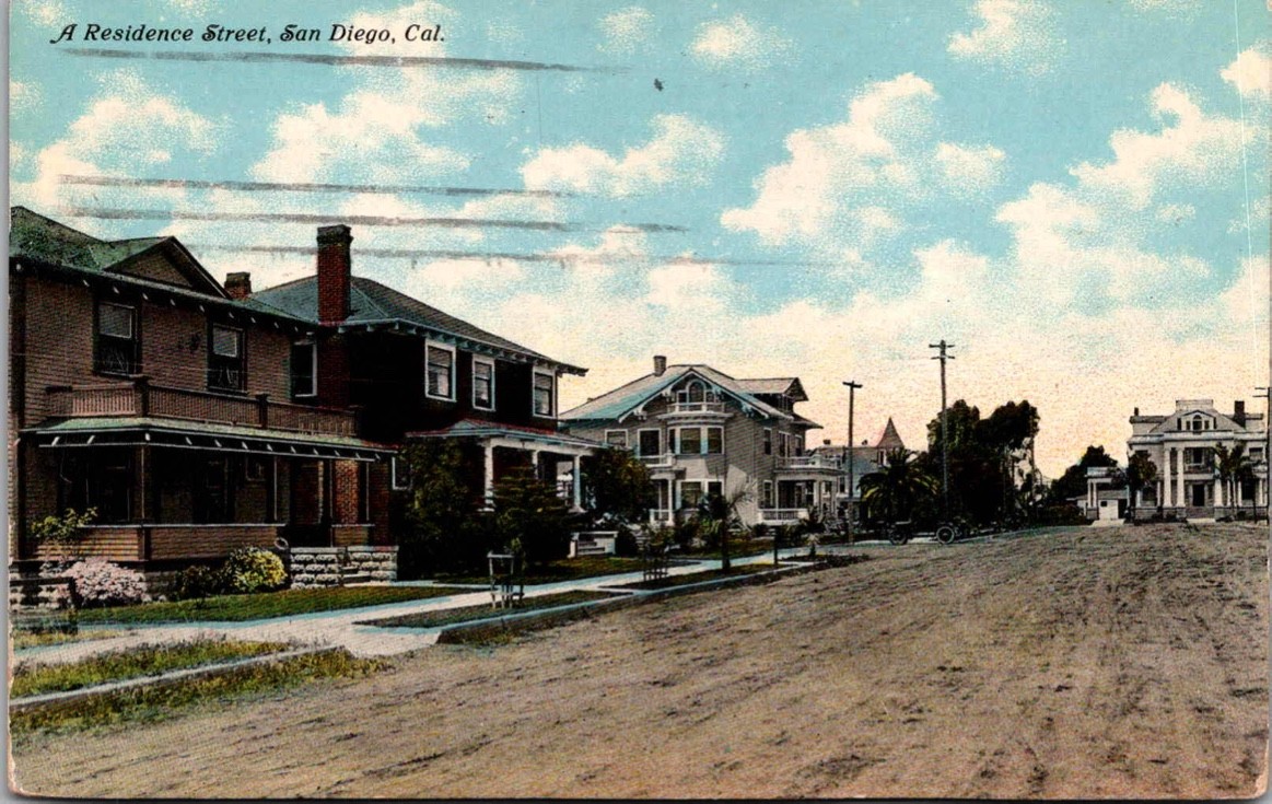 c1912 Residence Street Homes Houses San Diego California CA Benham Co Postcard