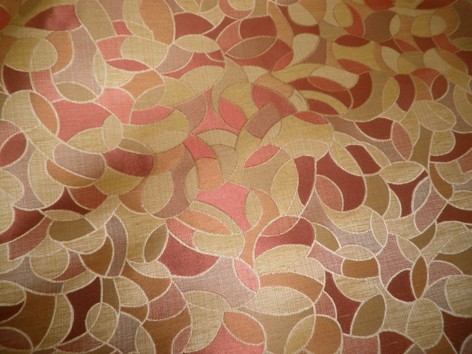 SCALAMANDRE woven  silk linen geometric gold rust green knit back new  2+yds 