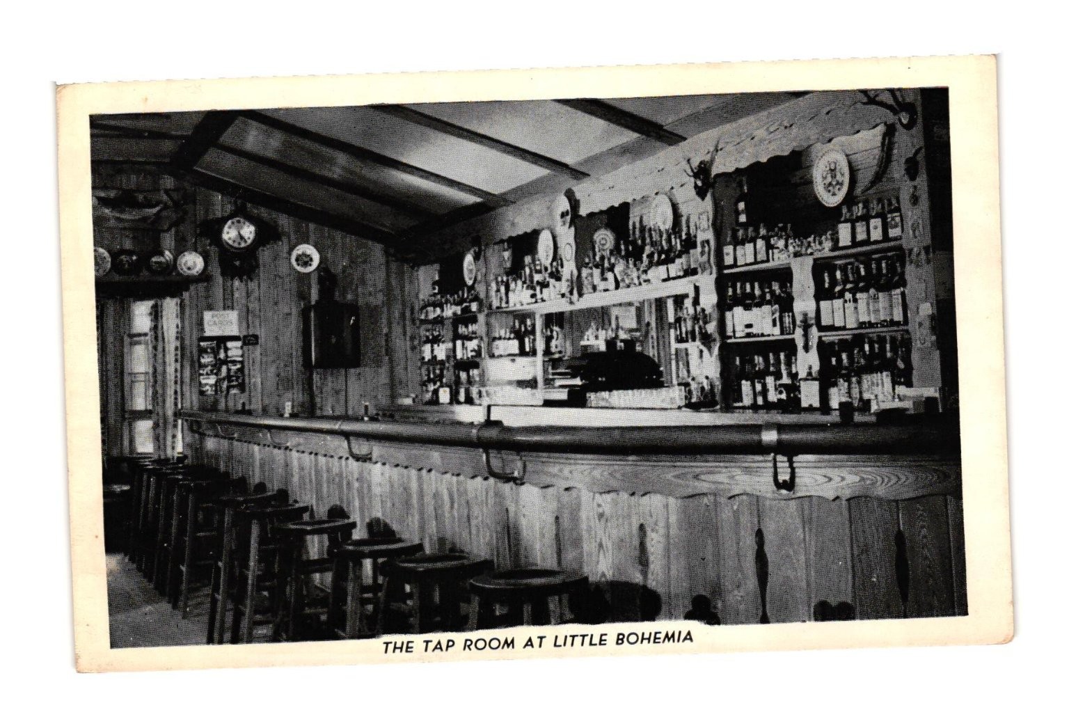 Vintage Little Bohemia Tap Room Bar Manitowish WI Dillinger Hideout Postcard