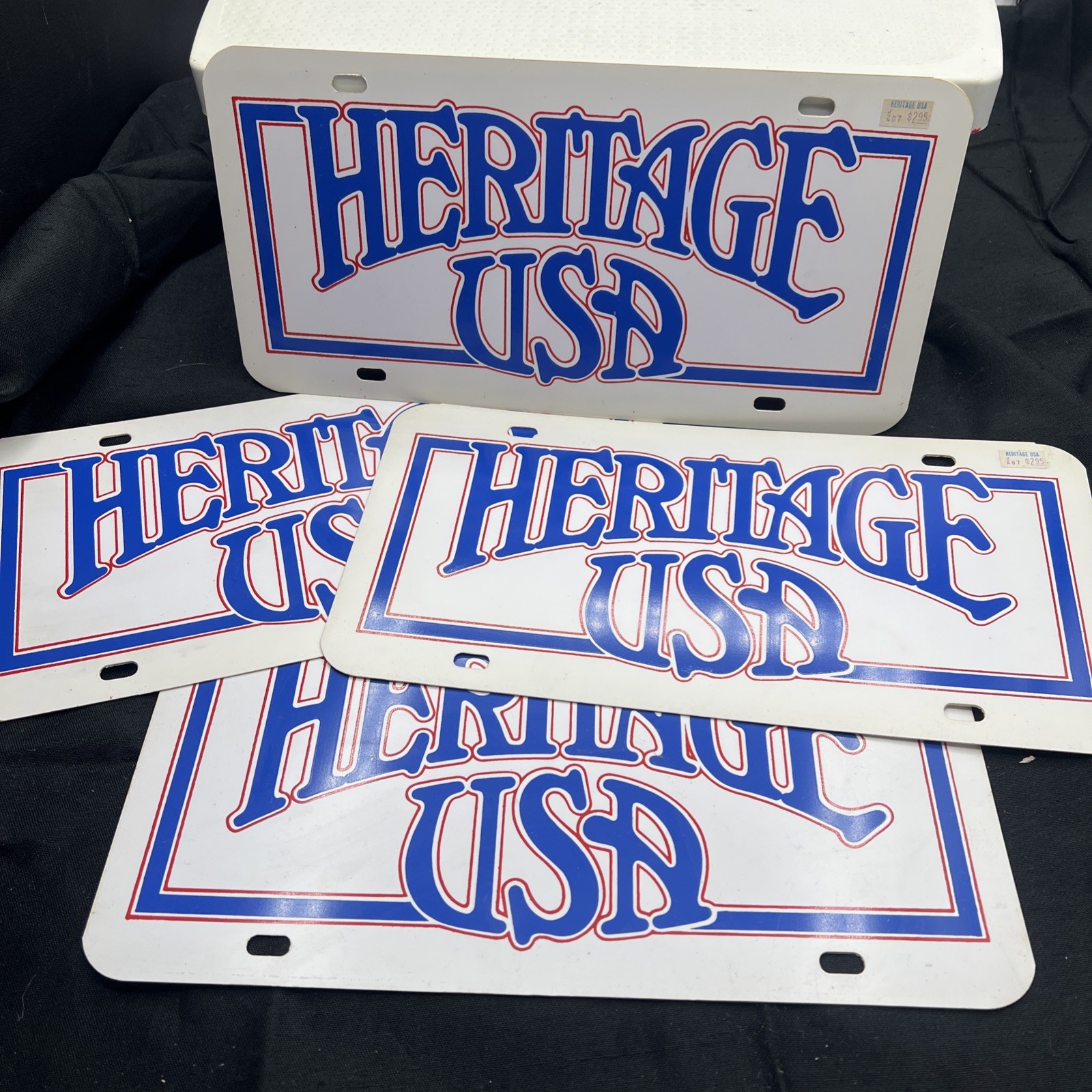 Vintage HERITAGE USA Novelty Vanity LICENSE PLATE Lot Of 4 Theme Park Bakker PBL