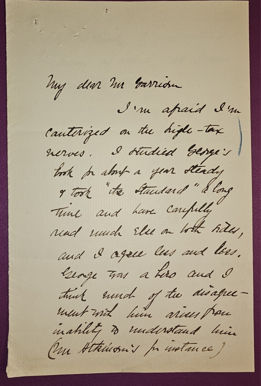 1897 Joseph Lee ALS on Henry George’s Economic & Tax Theory, Playground Movement