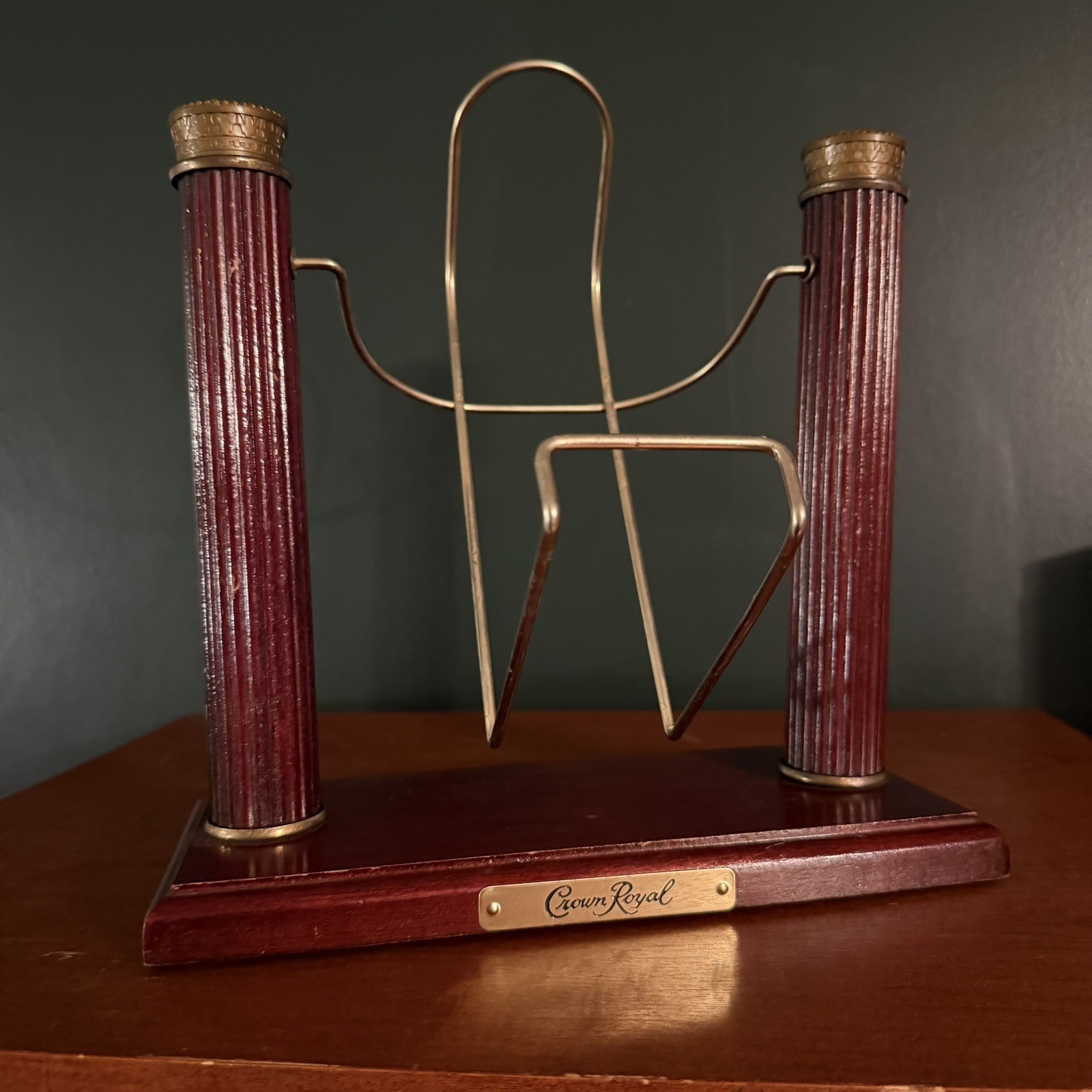 Vintage Crown Royal Whiskey 1.75L Bottle Cradle Tilt Pourer Display Stand Bar